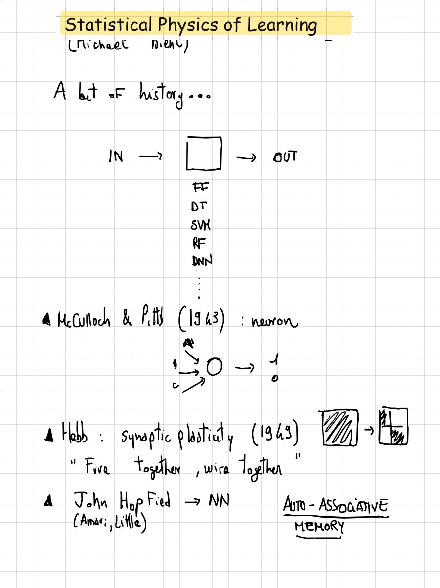 First page of handwritten notes from Michael Biehl's lectures