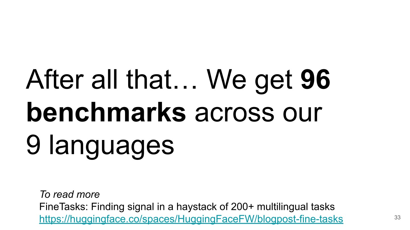 Page 33 of 74 from FineWeb 2 — Multilingual Web Data at Scale, included in Lucia Domenichelli's HPLT × NLPL Winter School notes.