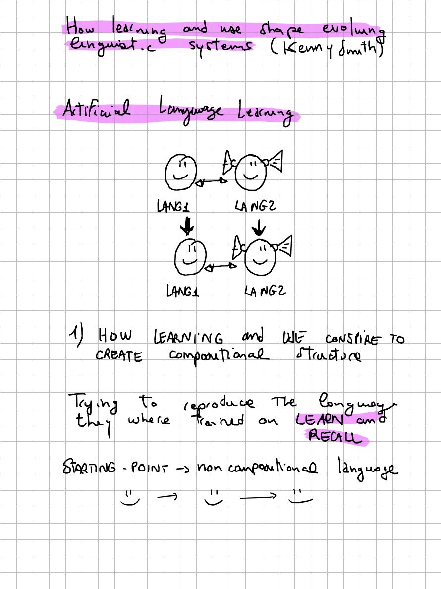 Page 1 of 3 of Lucia Domenichelli's handwritten notes from Kenny Smith's lecture.