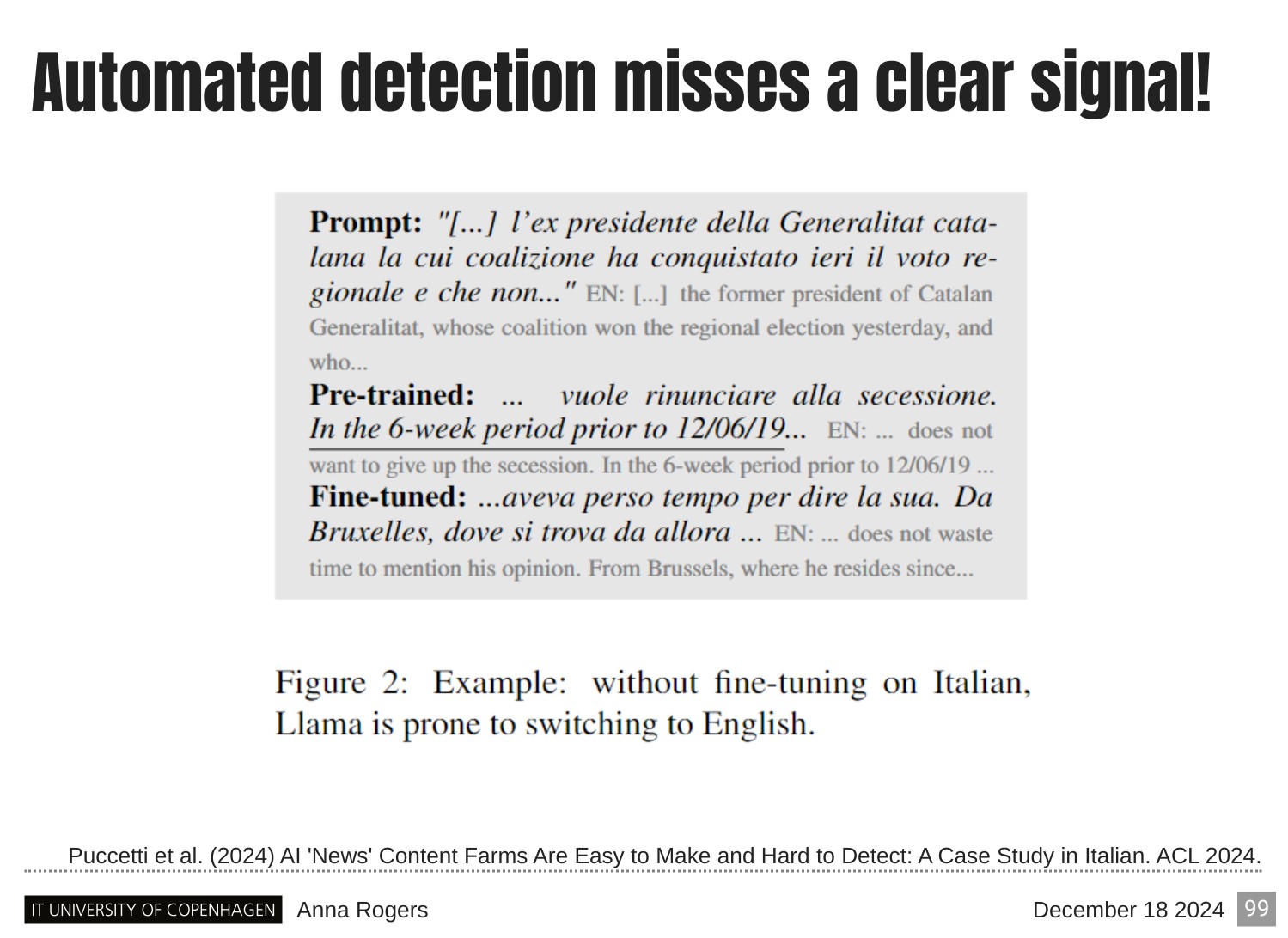 Page 99 of 121 from Large Language Models and Factuality, included in Lucia Domenichelli's HPLT × NLPL Winter School notes.