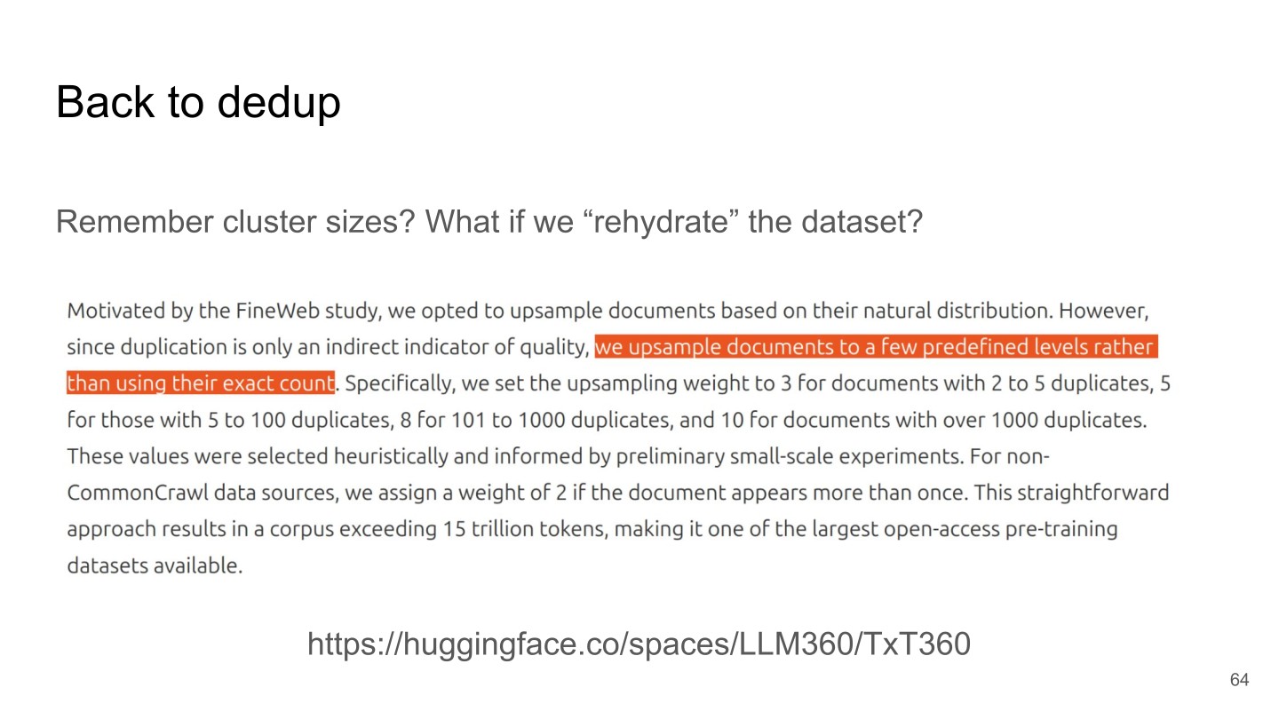Page 64 of 74 from FineWeb 2 — Multilingual Web Data at Scale, included in Lucia Domenichelli's HPLT × NLPL Winter School notes.